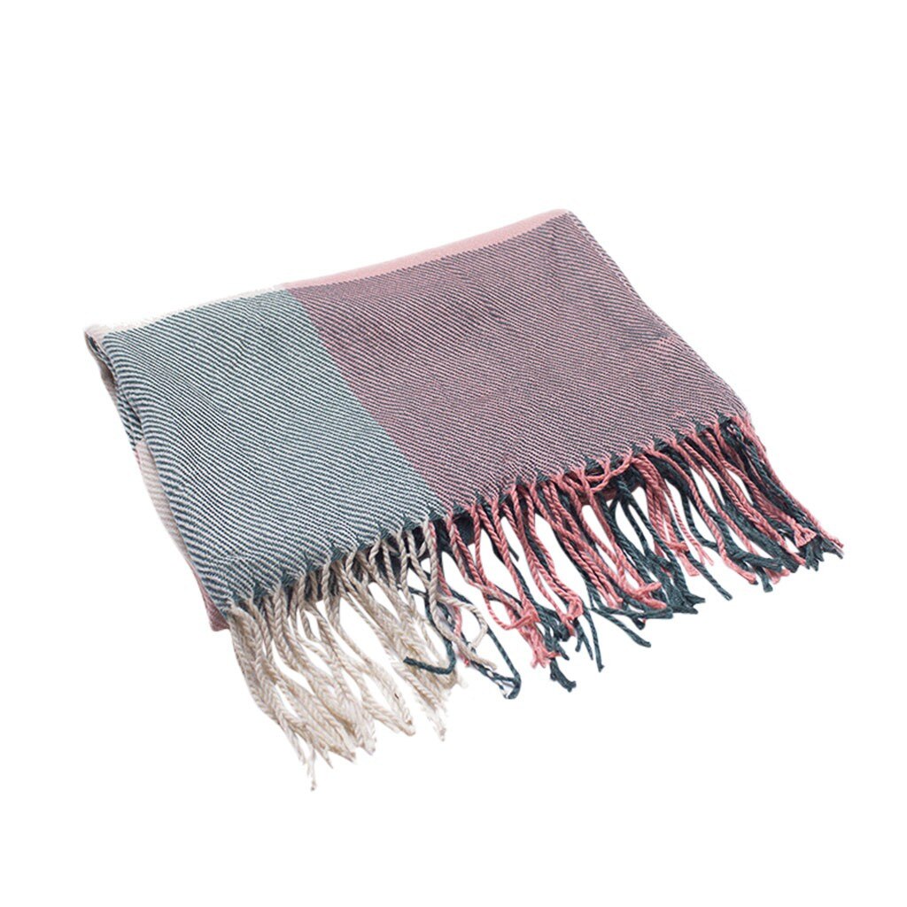 Hiver écharpe femmes Plaid écharpe femmes dames hiver écharpe épais gland Plaid écharpe décontracté longue nouvelle châle écharpe Plaid châle: F