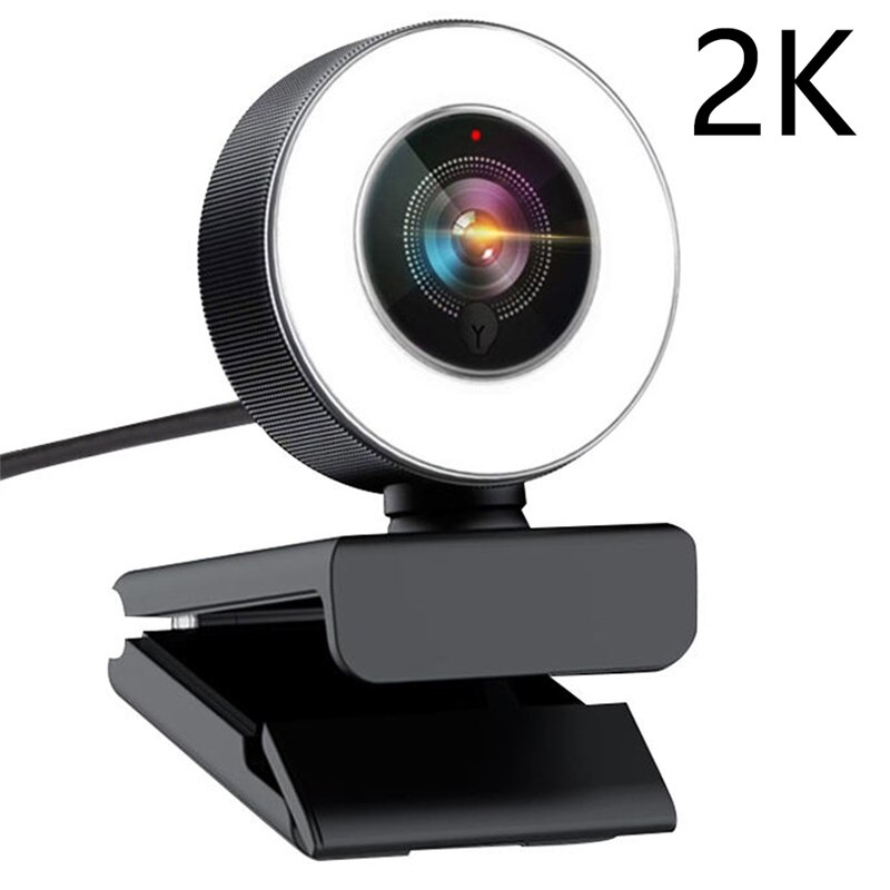 1080 P Konferenz autofokus PC Webcam Autofokus Ring Licht USB Netz Kamera Laptop Schreibtisch Für Büro Treffen Startseite Mic HD Netz Nocken: Schwarz 2K