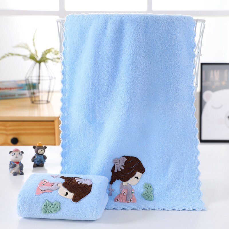 Toalla pequeña de terciopelo Coral para niños, paño suave absorbente de agua, 25x50cm, de lavado de cara, cuidado de limpieza de baño de microfibra: Azul