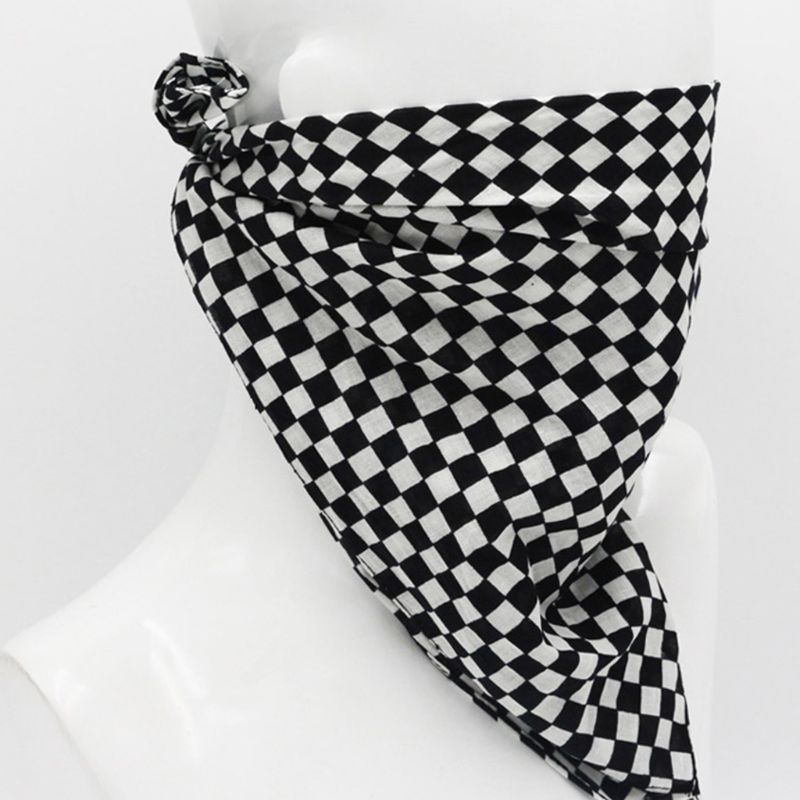 55x55cm White Black Checkered Flag Racing Bandana Unisex Multi-Use Square Headband Motorcycle Outdoor Sports Hair Wrap Wristband