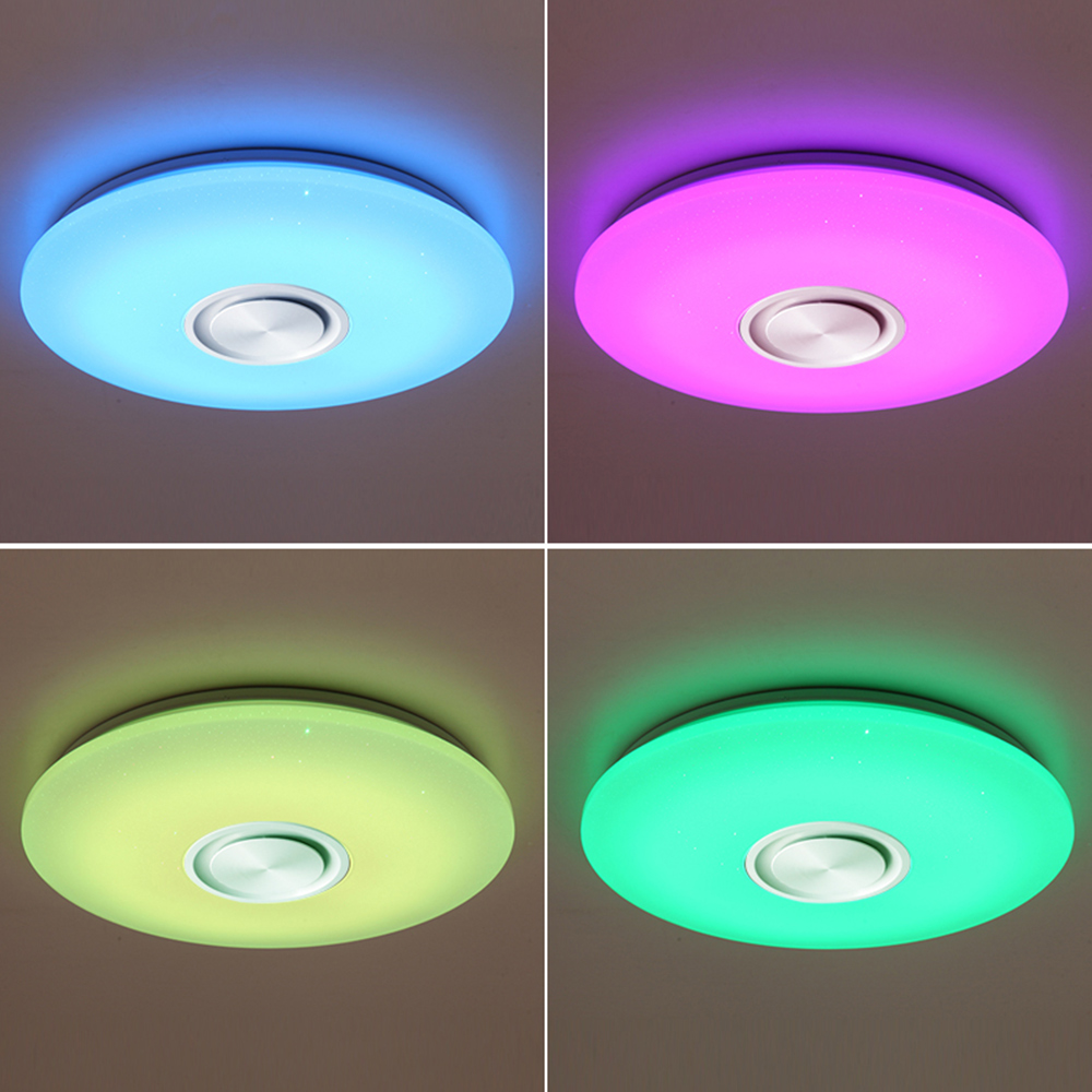 Music Led Ceiling Light Lamp Starry RGB Flush Mount Round Starlight Music With Bluetooth Speaker Dimmable Color Changing Light