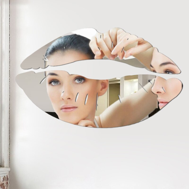 Decoratieve 3D Diy Spiegel Sticker Verwijderbare Zelfklevende Lippen Spiegel Muurstickers Decal Kunst Pvc Thuis Kamer Decoratie