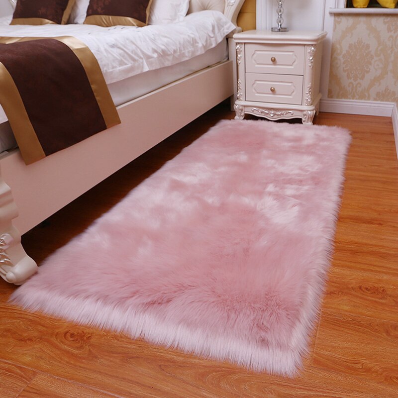 Hairy Carpets Soft Artificial Buckskin Plain Fur Skin Fluffy Bedroom Faux Mats Washable