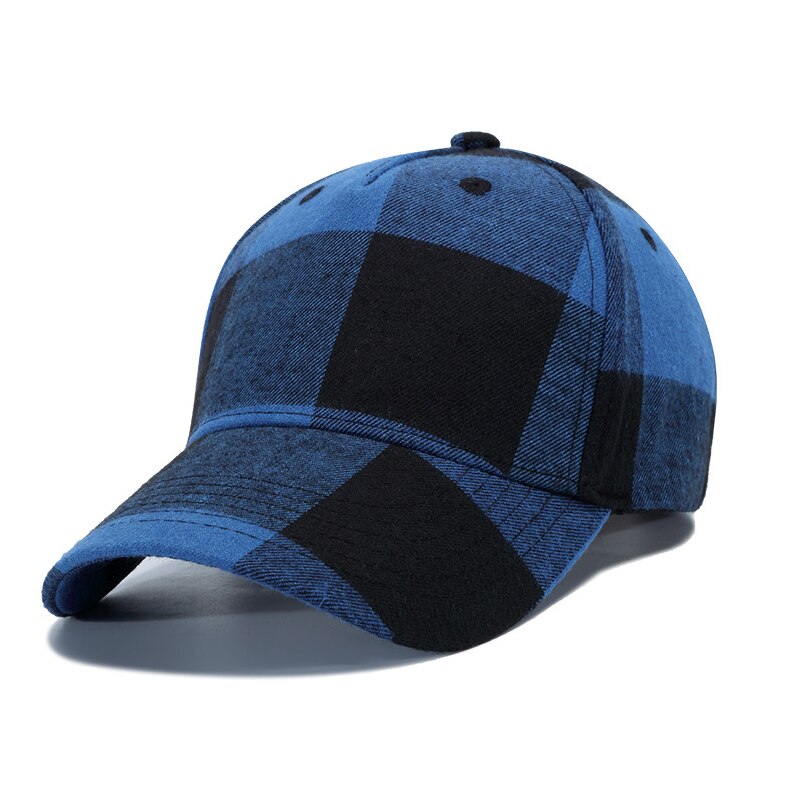 Bomulds baseball cap sort rød plaid cap herre hat damer hat udendørs hat afslappet hat: Dyb blå