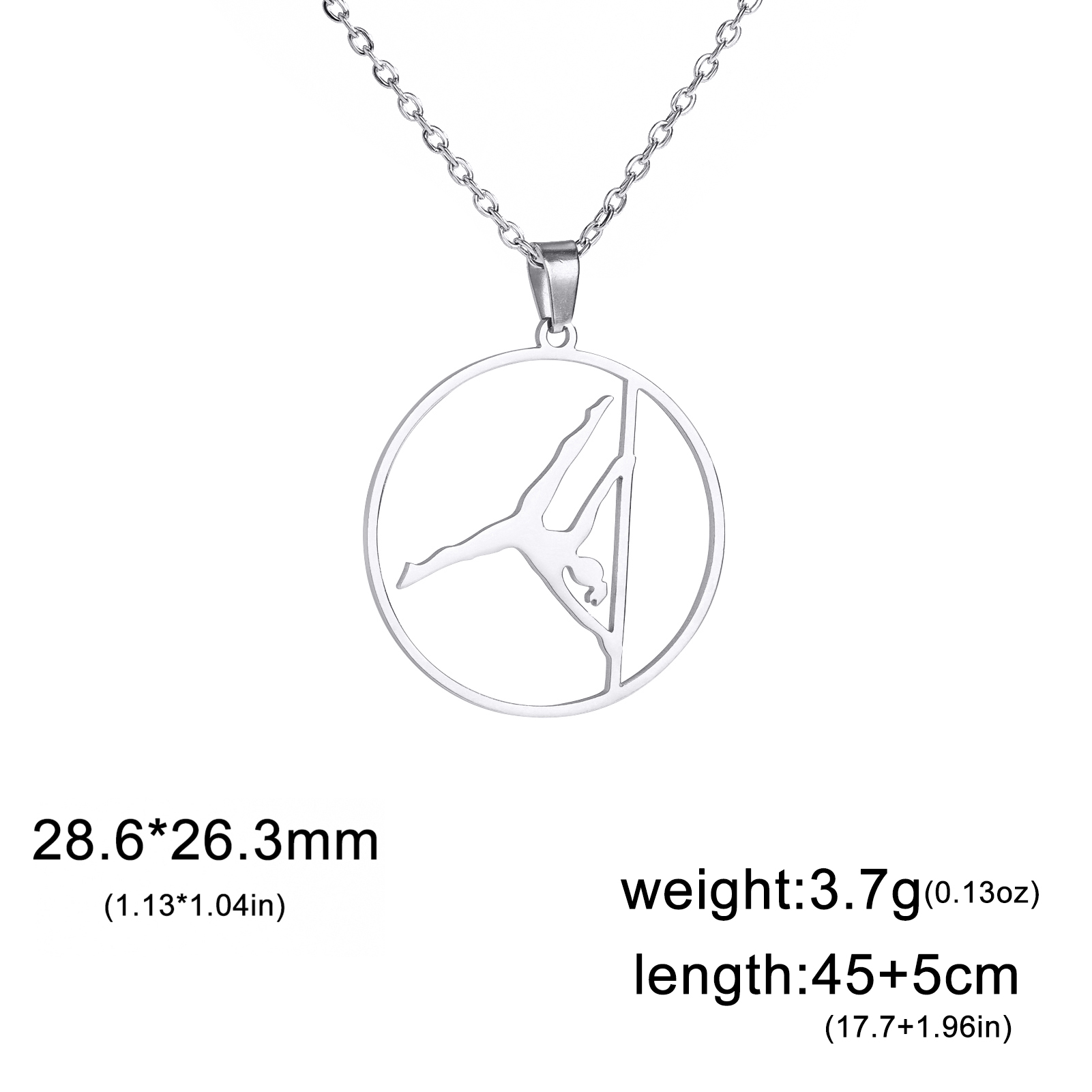 Trendy Gymnastics Taekwondo Sports Pendant Necklace Stainless Steel Hearts Round Shape Necklaces For Women Party Jewelry: Rust Red