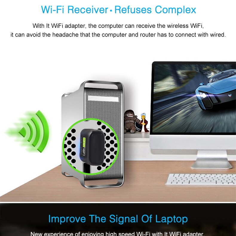 Usb wifi-adapter wifi-dongle  ac600 mbps gratis driver snelle usb draadloze adapter voor desktop en laptop