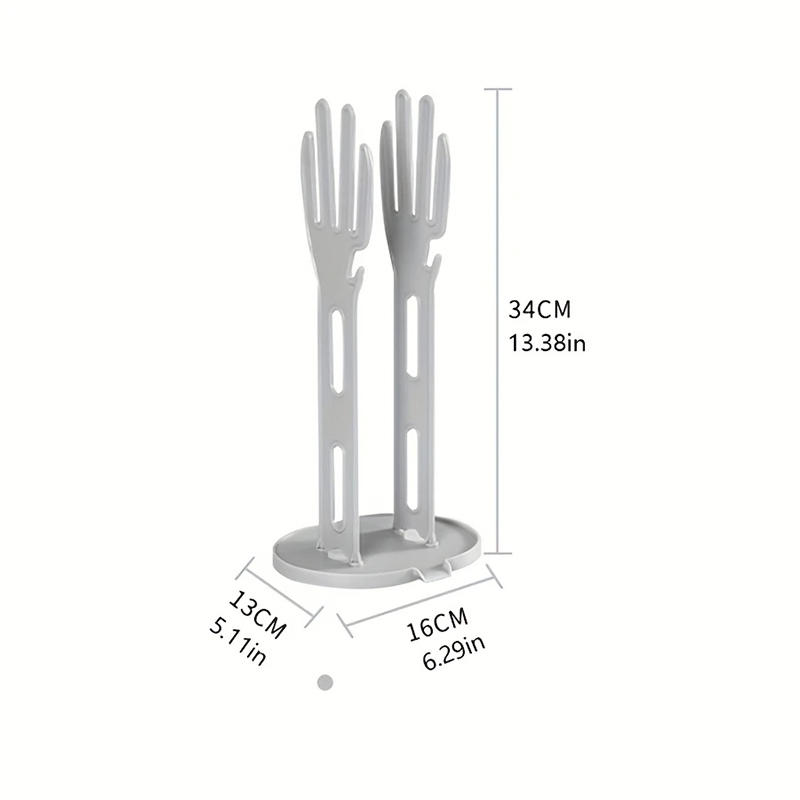 Een droogrek voor rubberen keukenhandschoenen, een handschoenhouder en een droogrek voor handdoeken in de keuken en badkamer