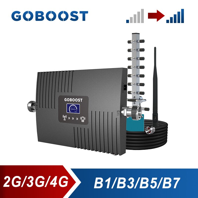 GOBOOST Cell Phone Signal Booster For 2G 3G CDMA 850 UMTS 2100 Repeater DCS 1800 LTE 4G 2600MHz Cellular Amplifier Antenna Kit