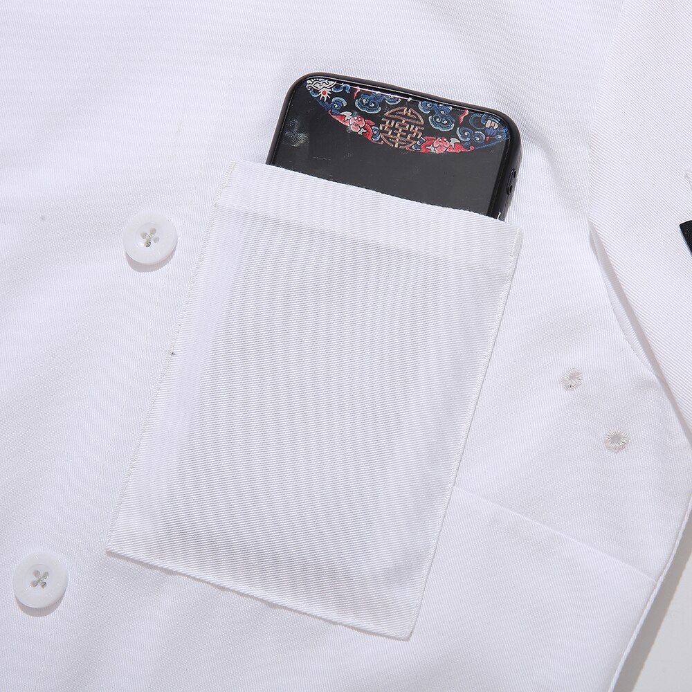 Ren hvid kok overall restaurant madlavning polyester bomuld åndbar uniform kok langærmet jakke
