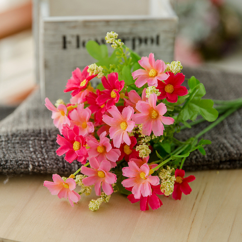 Artificial Flower Bouquet, Preserved Silk Daisy, for Indoor and Outdoor Decoration, Home and Office, 28 Heads, 1 pc