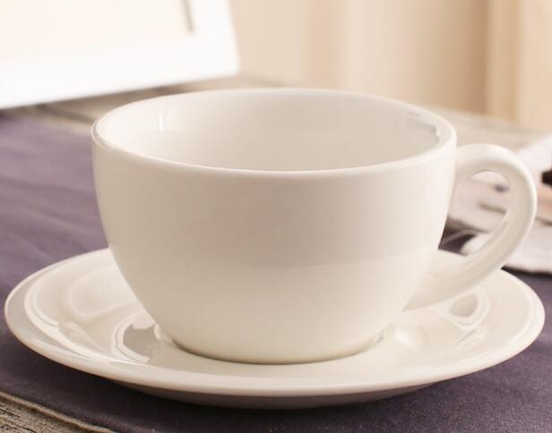 200ml Bunte Dicke Körper Neue Knochen China Cappuccino Tasse und Untertassen Keramik Kaffee Tasse Untertasse Latte Tasse Getränk: Weiß