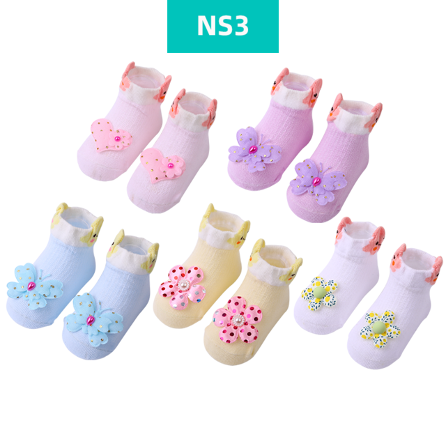 Calcetines de algodón para bebé recién nacido, 5 par/lote, calcetines para bebé y niñas, bonitos calcetines cortos, accesorios de ropa para 0 a 6 meses: NS3 / 0-6Month