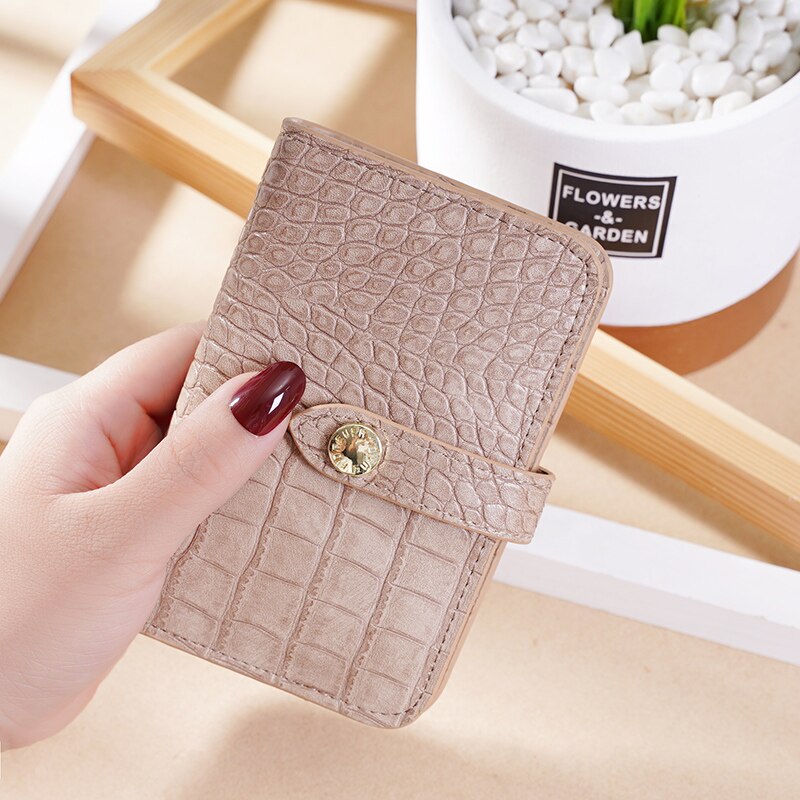 Women Short Wallets Luxury Brand Crocodile Print Wallet Female Two-Fold Card Holder Mini Zipper Wallet Coin Purse: Gray P004