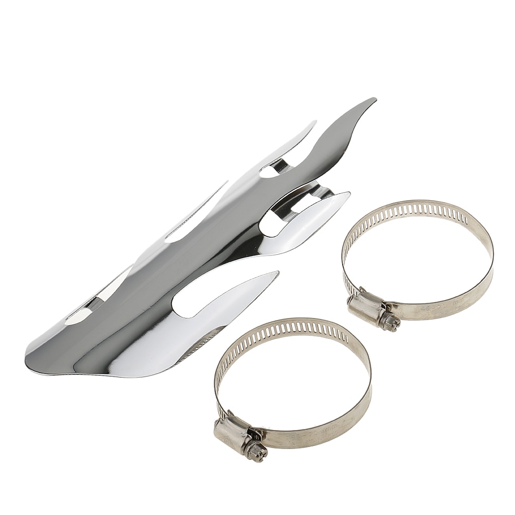 Flame Exhaust Muffler Pipe Heat Shield Cover Guard Chopper Cruiser-Chrome
