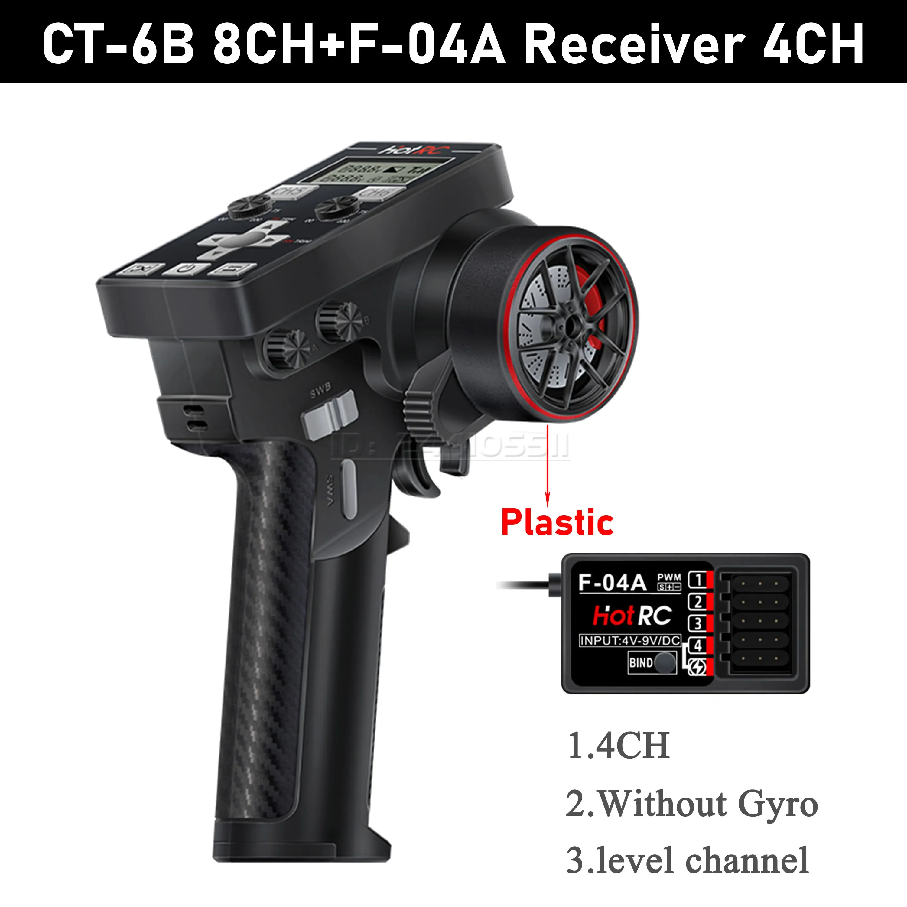 HOTRC 8CH 10CH CT-6B CT-8B 2.4G Transmitter Remote Control Gyro F-04A F-06A F-08A F-01AT Receiver for RC Cars Boat Tank Toy: Light Grey