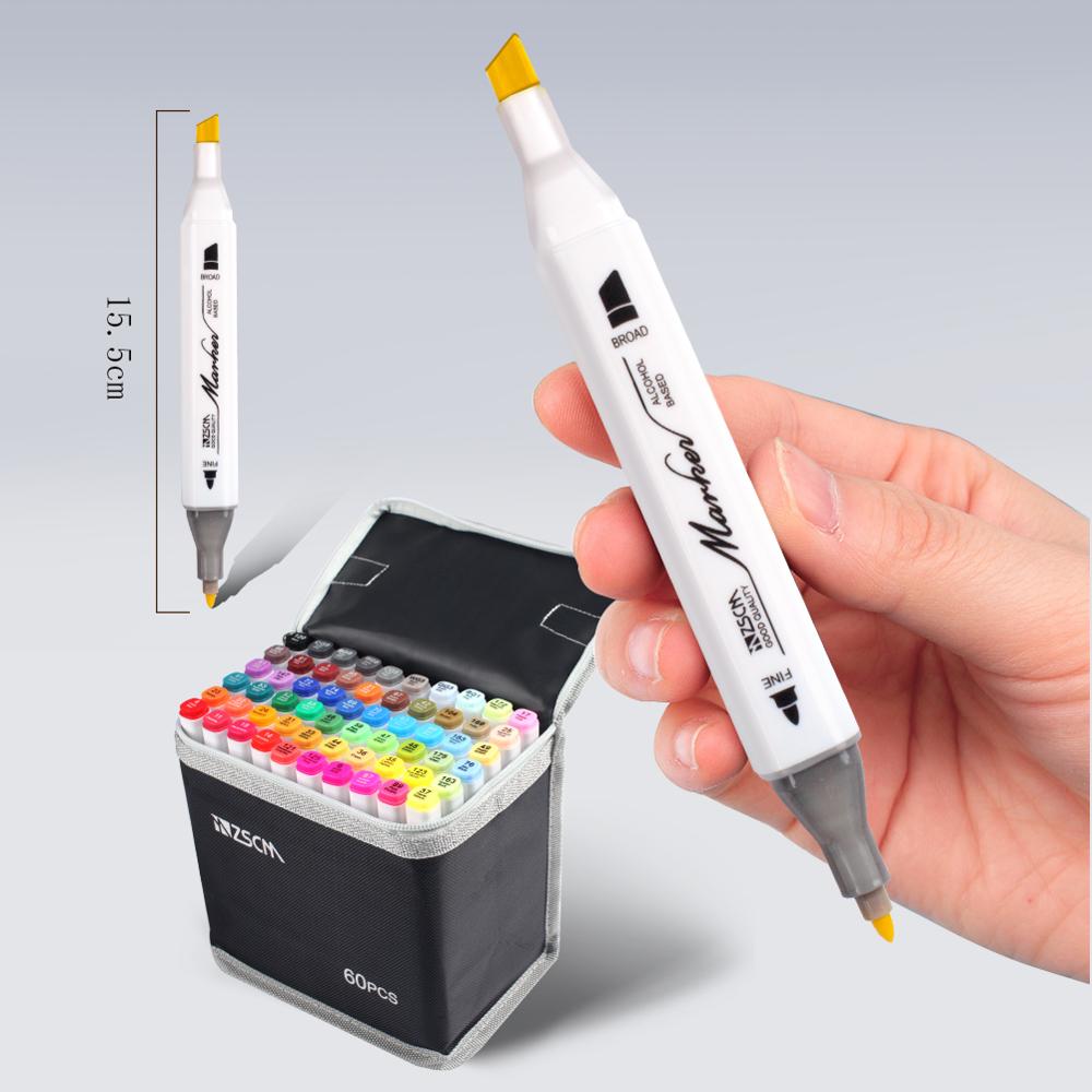 60/80 marcadores de arte de cor manga desenho caneta marcador álcool baseado esboço feltro-ponta oleosa twin escova caneta animação produção suprimentos