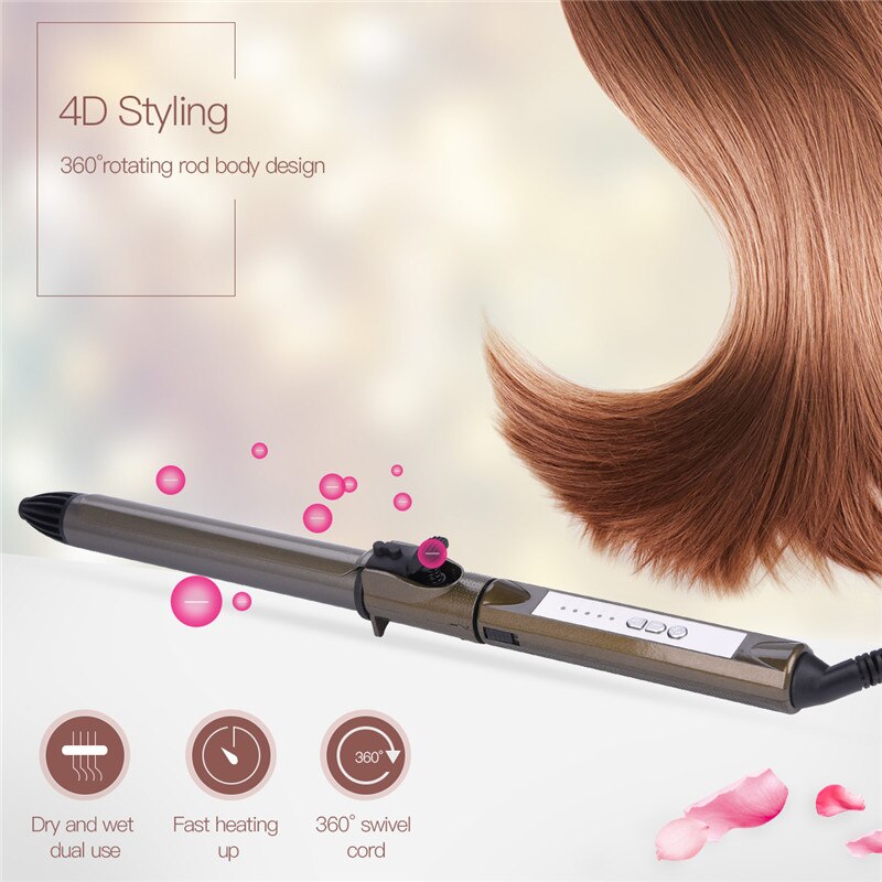 Salon Ceramic hair curling iron 360 rotating clip crimper curler rollers Waver Big Wave Hair Styler styling tool 46