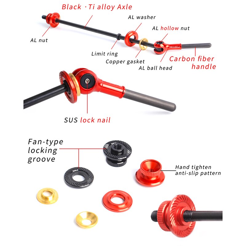 Fiets Titanium Quick Release Road Wiel Set Hub Staaf Carbon Fiber Schacht