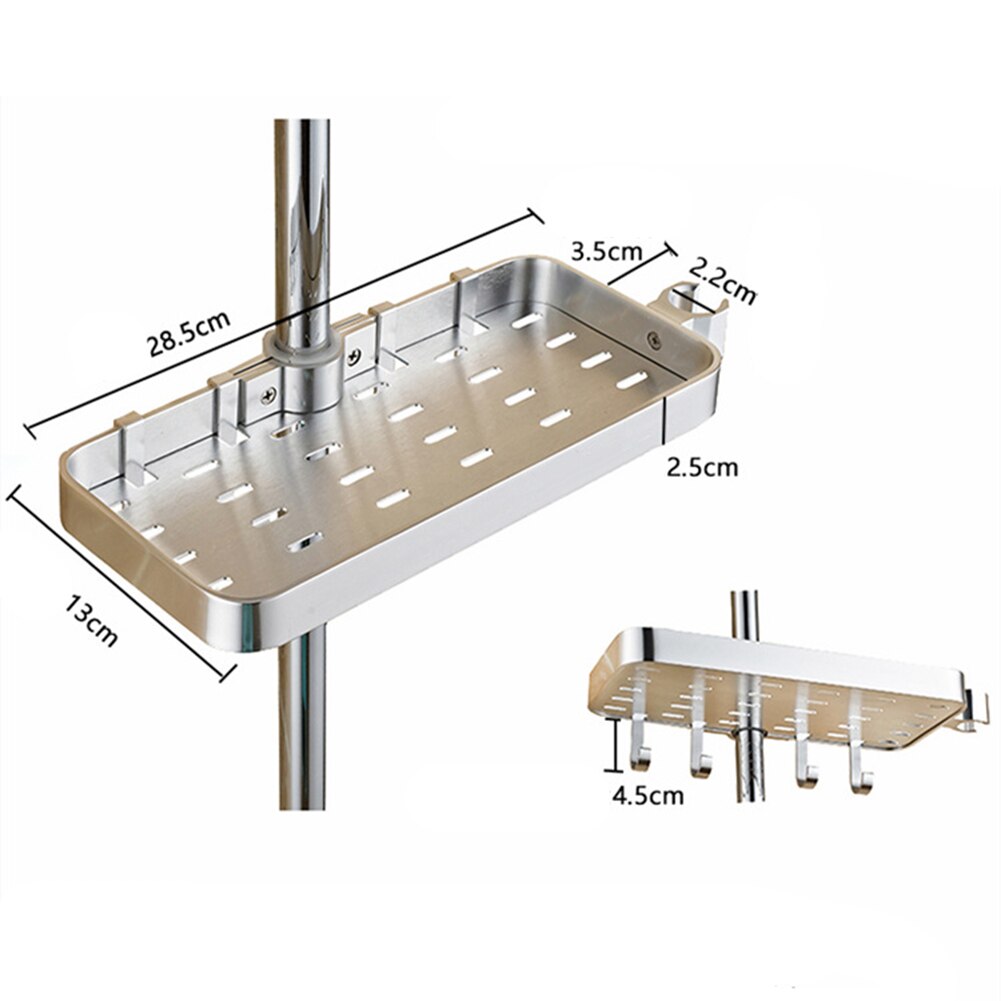 Bathroom Shampoo Storage Tray Lifting Rod No Drilling Rectangle Shower Shelf