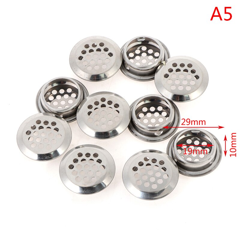 10 stk rundt skab luftkanal udluftning stål jalousi mesh hul prop dekoration dæksel garderobe gitter ventilationssystemer dia .19mm-53mm: A5