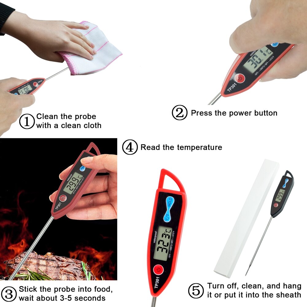 MOSEKO-termómetro Digital impermeable para carne, medidor de temperatura de alimentos para cocina, barbacoa, aceite, caramelo, leche, horno, parrilla, herramientas de cocina