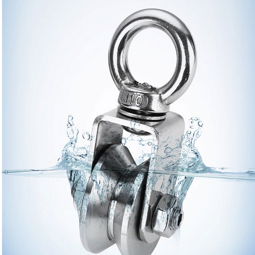 V Type Swivel Pulley 304 Stainless Steel Pulley Block Heavy Duty Traction Wheel 360 Degree Rotation Heavy Duty Traction Wheel