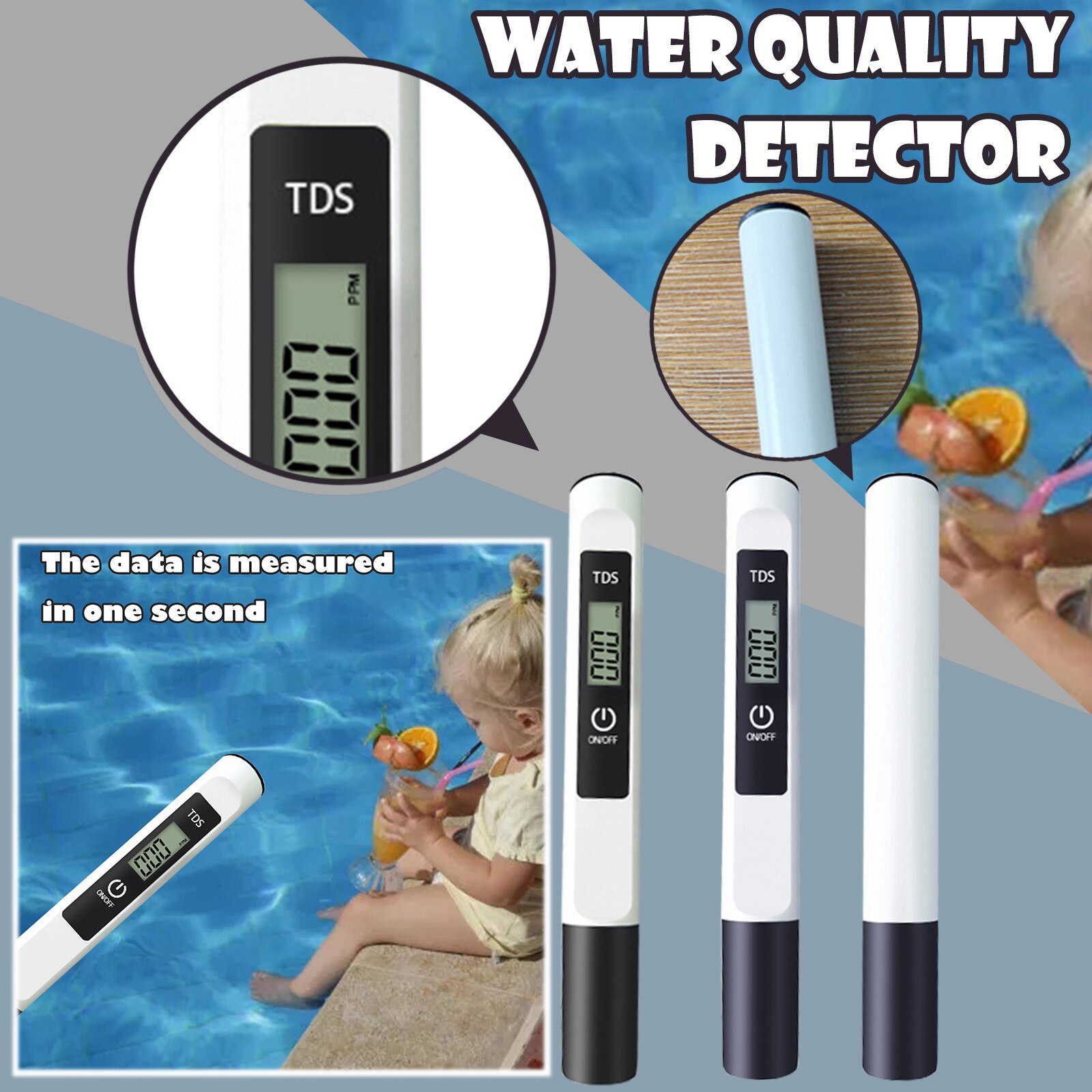 45@ Digital Meter Water Tester In 0-9990 Ppm Measurement Range Ppm Resolution Safe Drinking Water