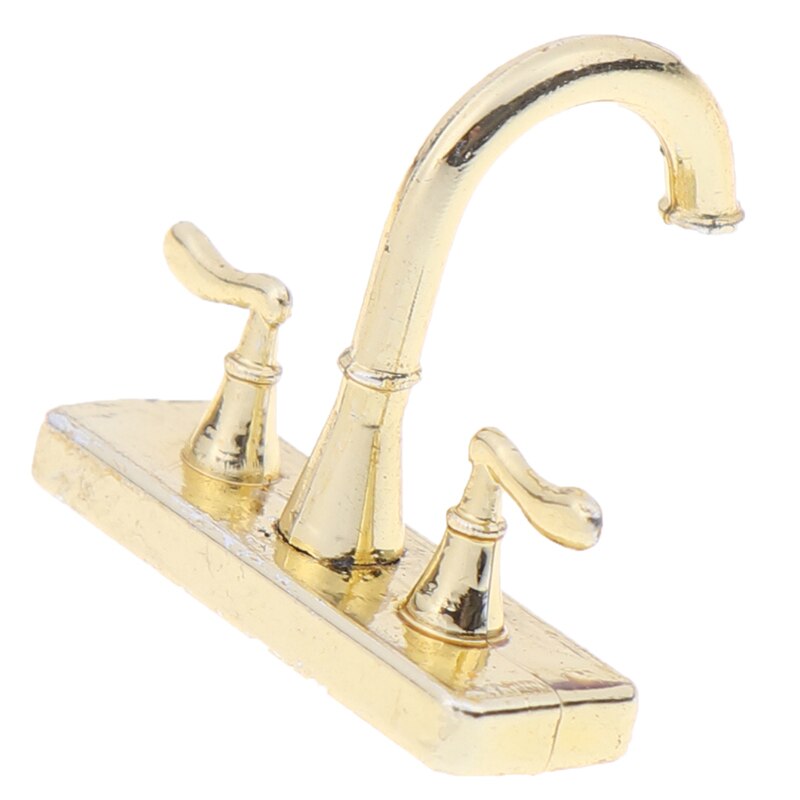 2pcs Dollhouse Faucet Simulation Model Furniture Toys 1:12 Metal Water Tap Faucet Dollhouse Miniature Bathroom Accessories