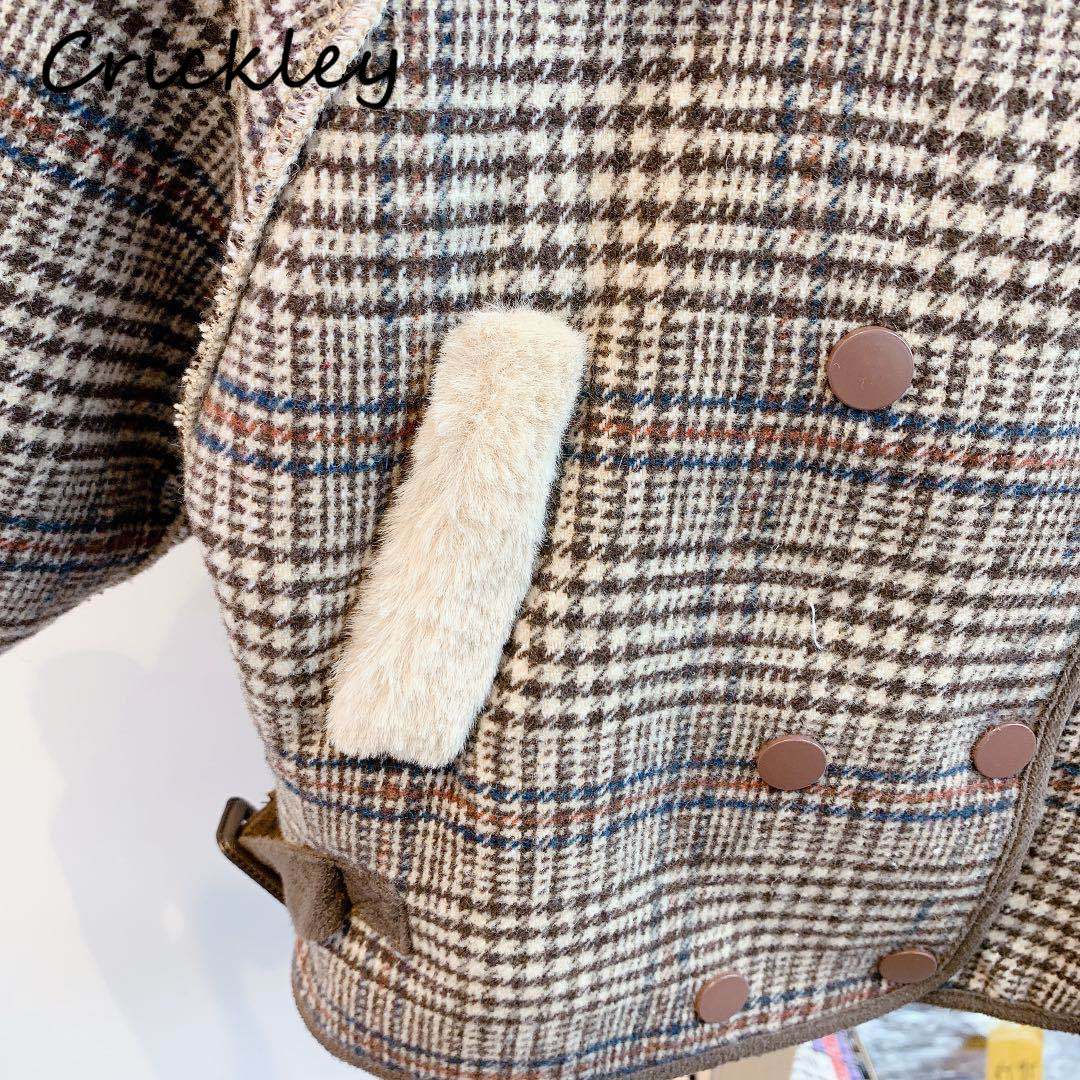 freundlicher Mantel Plaid aufbringen Woll Mantel für Jungen Mädchen Winter Warme Plüsch Faux Pelz freundlicher Jacke Kleinkind Kurzen Mantel
