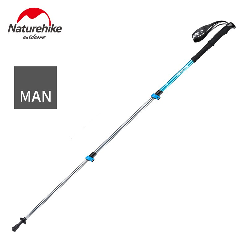 Bastones de senderismo ultraligeros para hombre y mujer, bastones de senderismo con empuñaduras EVA absorbentes de sudor, para montañismo: Blue for Man