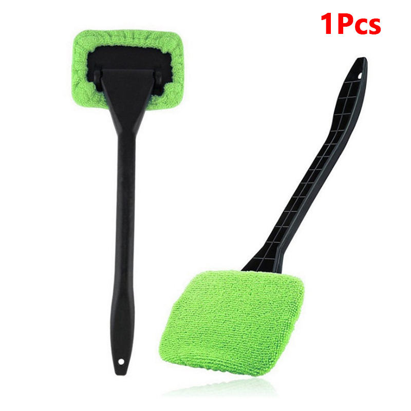 Car Window Cleaner Brush Auto Interior Glass Wash Wiper Multi Functional Household Glass Cleaning Brush Reusable Cloth Pad: army green