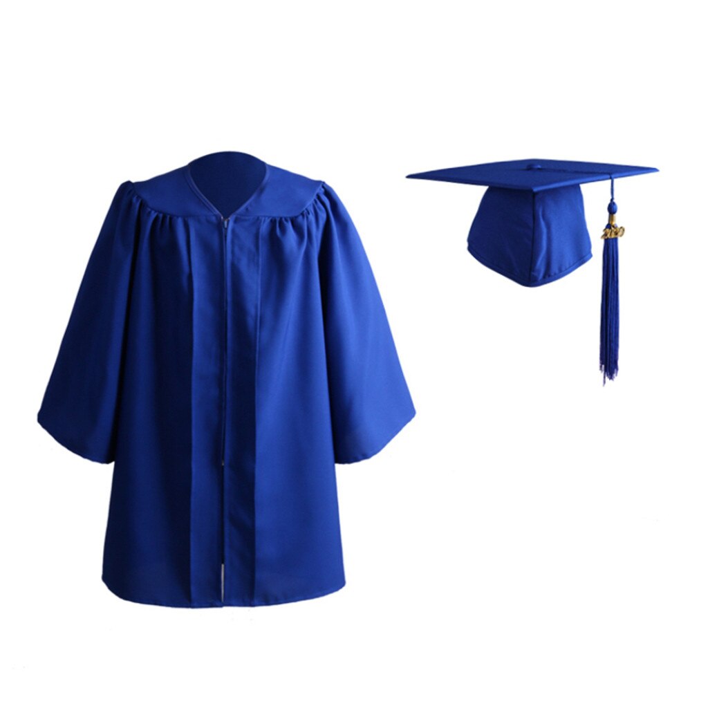 Afstudeerjurk en -pet voor kinderen, afstudeerjurk voor kleuters, kleuterschool, school, afstudeerjurk met kwastjesset: Blauw / 30