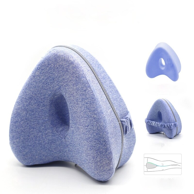Almohada ortopédica con memoria en forma de corazón, pinza de algodón para pierna, espuma viscoelástica, alivio de cadera, cuña trasera: Blue
