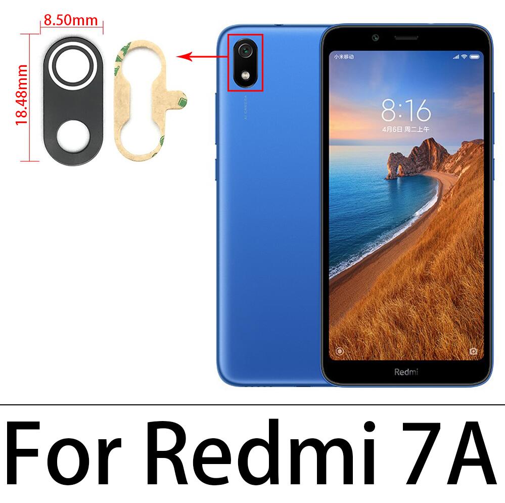 2 uds, nueva lente de cristal de cámara trasera probada con pegatina para Xiaomi Redmi 12C 9T 9C 9A 6 6A 7 7A 8 8A 9 Note 10 Pro 10S: Plata