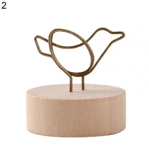 Lightweight Durable Metal Photo Clips Wooden Base Photo Holder Compact for Dorm: 2