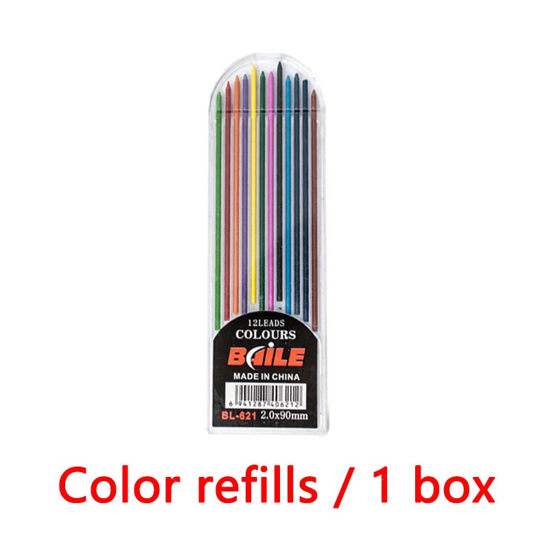 Hochwertiger Druckbleistift, umschaltbares Zeichnen ohne Anspitzen, 2,0 mm Bleistiftmine, Farbe, Kawaii-Studie-Testzubehör: Mischfarbe