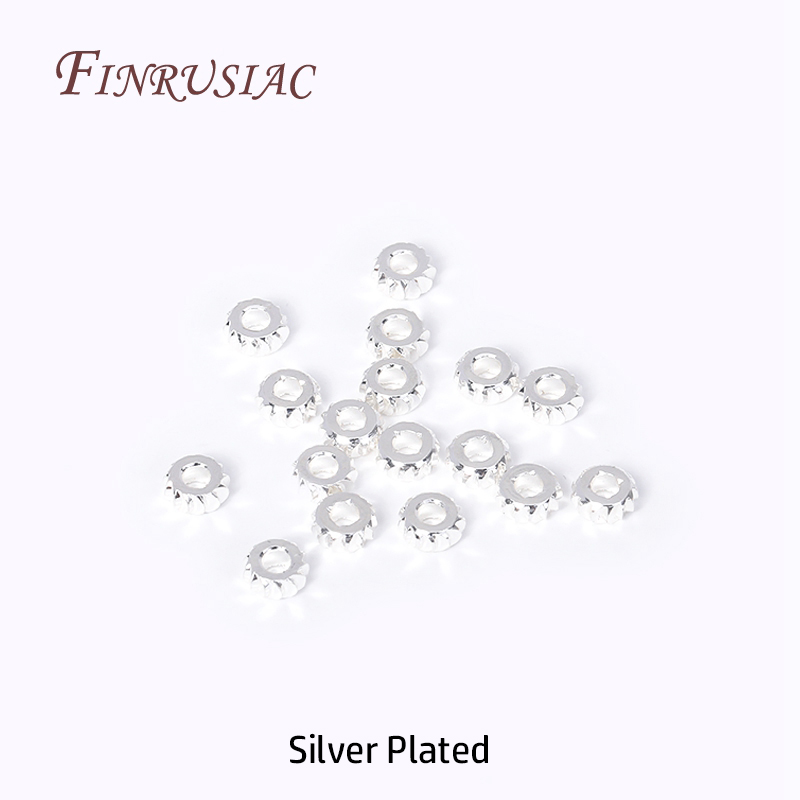 Cuentas de Metal a granel para fabricación de joyas, abalorios de latón chapado en oro de 18K, espaciador corrugado redondo para pulsera, collar, bricolaje,: L / Verde