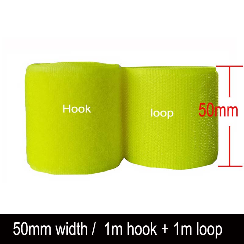 2-10Cm Breedte Fluorescerende Yellowno Zelfklevende Haak Loop Sluiting Tape Voor Naaien Magic Tape Sticker Bandjes: 50mm width