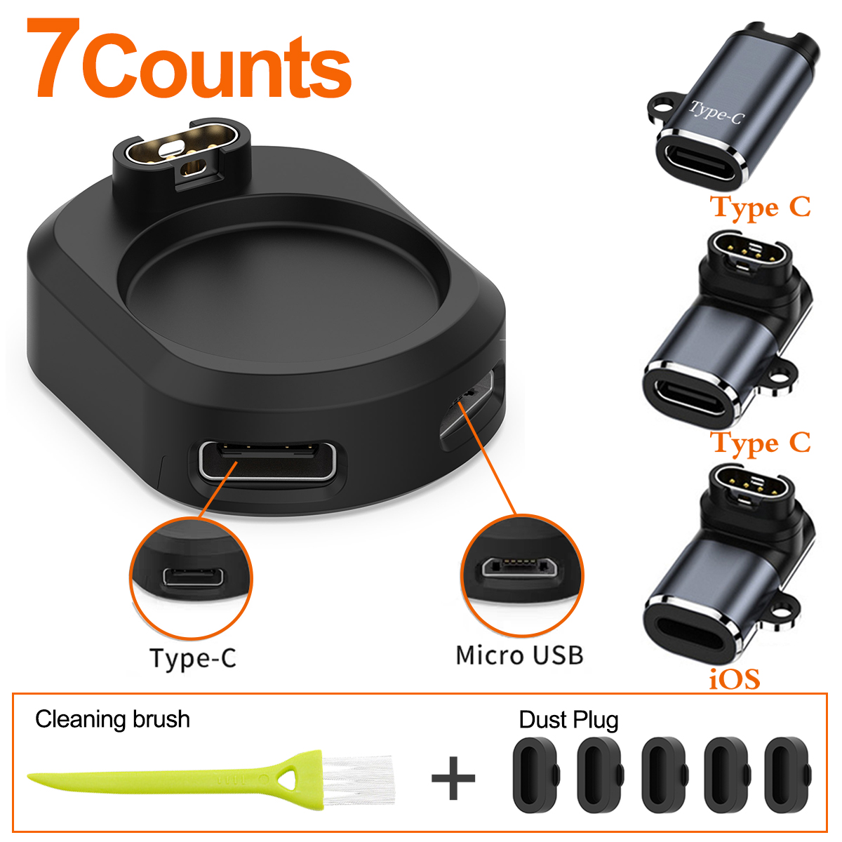2In1 Type C/Micro Dock Horloge Oplader Adapter voor Garmin Fenix 5 5S 5X6 7 8 Vivoactive 4 3 2 Oplaadconverter voor Garmin Marq2