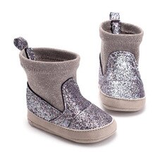 Baby Girl Glitter Sequin Bling Soft Sole Crib Shoes Princess Boots 0-18 Months