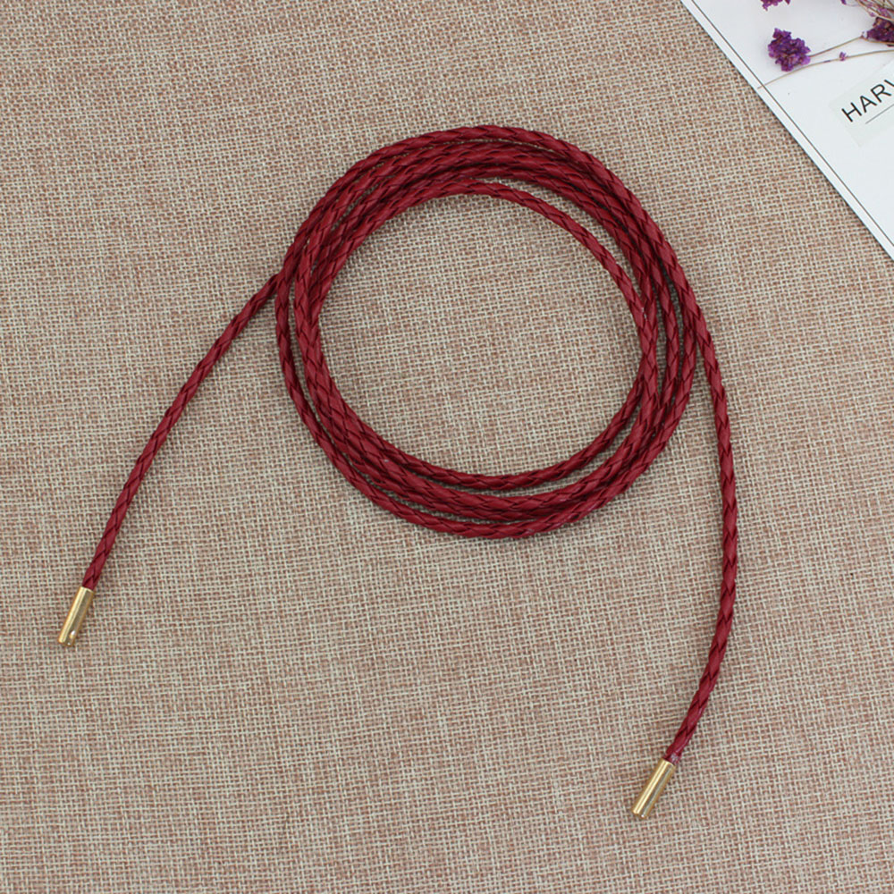 Cuerda de cintura larga tejida para mujer, Cinturón fino de 160cm, decoración Simple, lazo para vestido, cinturones de , 1 unidad: Rojo