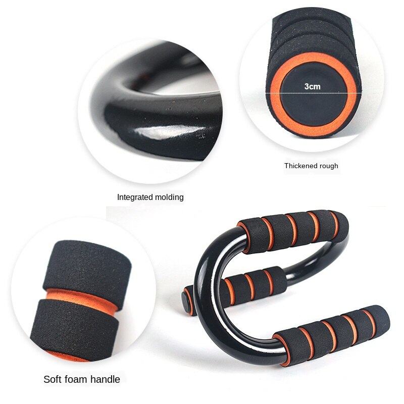 1 Pair S-shaped Push Up Bars with Comfortable Non-Slip Foam Grip Body Building Exercise Equipment for Home Gym Strength Workouts