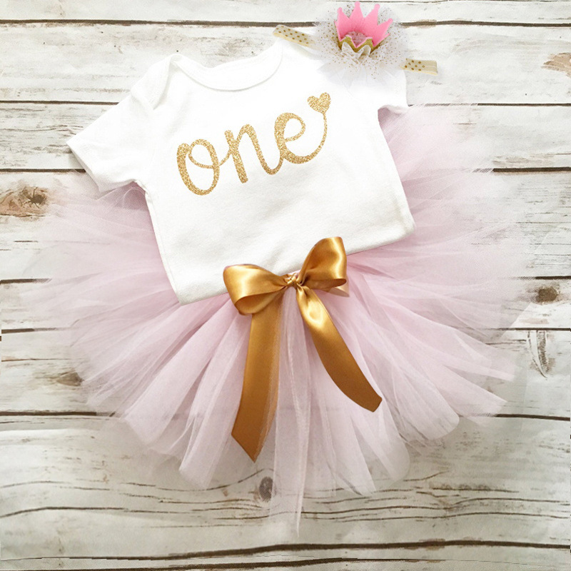 3pcs Baby Girl 1 Year Birthday Party Dress For Toddler Christening Tutu Cake Girls Dress Newborn 1st Baptism Vestido Outfits: ITEM 7