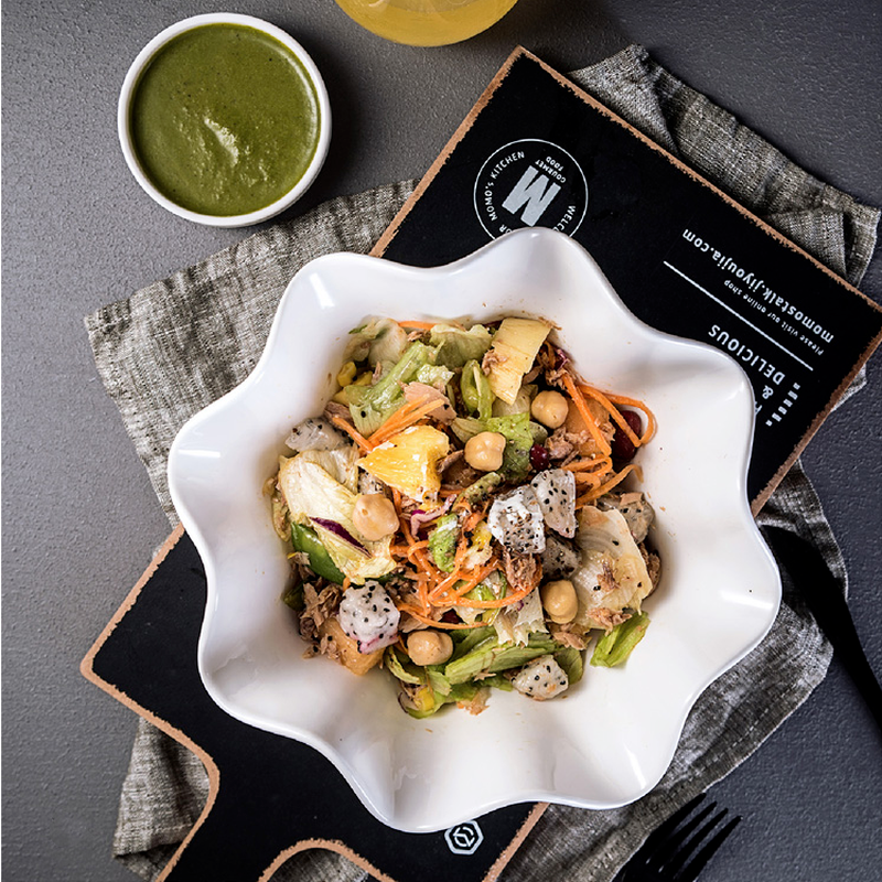Plato de cerámica blanco puro para ensalada de frutas, cuencos de sopa, cuenco de fideos, plato de sabor, plato de pastel, cuencos de postre, plato de cena prensado, utensilios para hornear