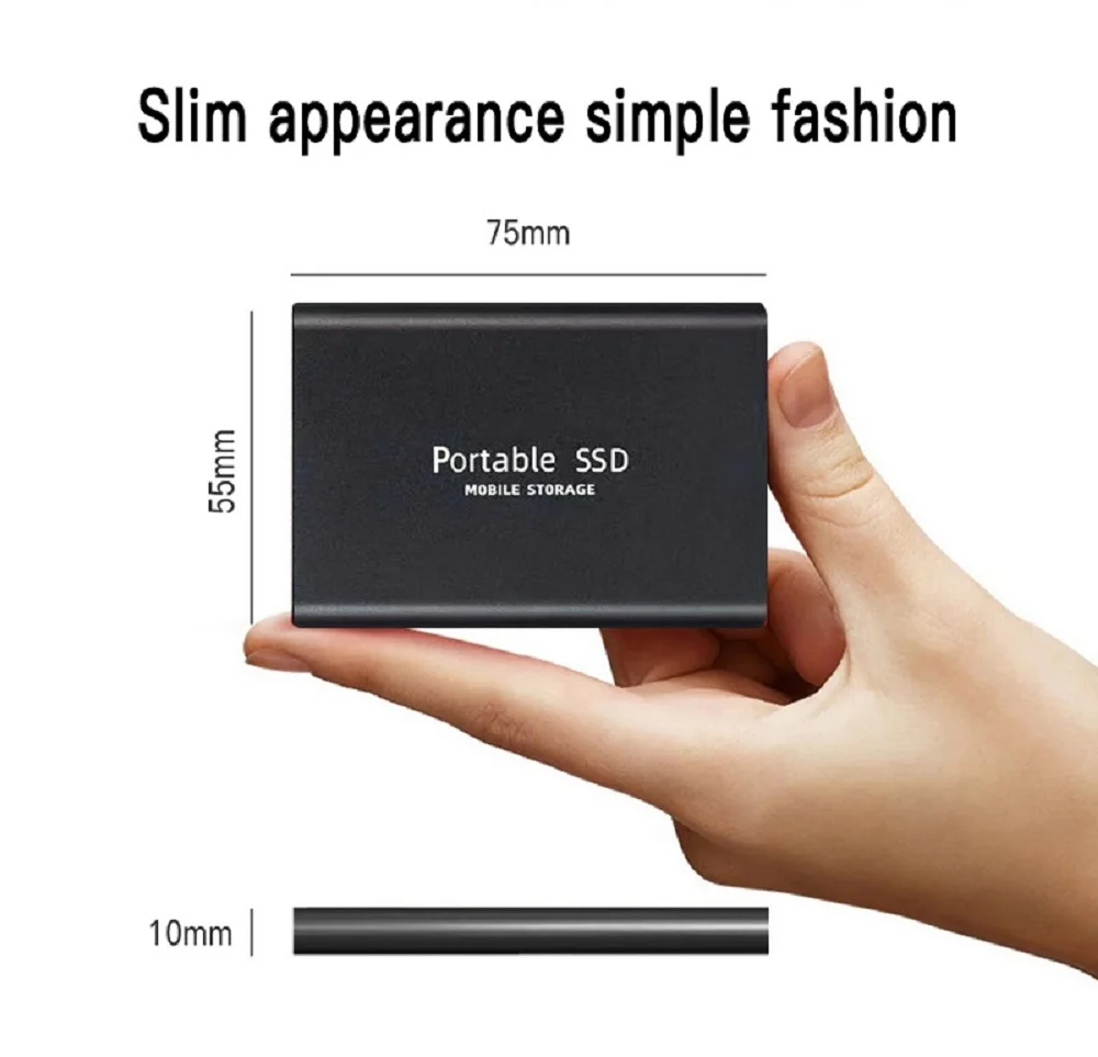 Mini-Festplatte 1 TB Neue 2 TB tragbare SSD hoch-Geschwindigkeit ​ ​ Externe externe USB 3.1 Typ-C-Festplatte für Laptops/MACs/Desktops