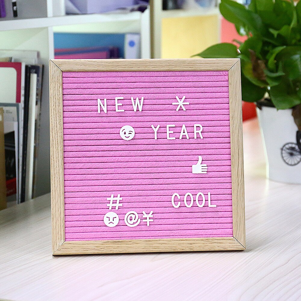 10x10 Inches Felt Wooden Letter Board Home Message Board Oak Frame Felt Cloth Blackboard 338 Letters