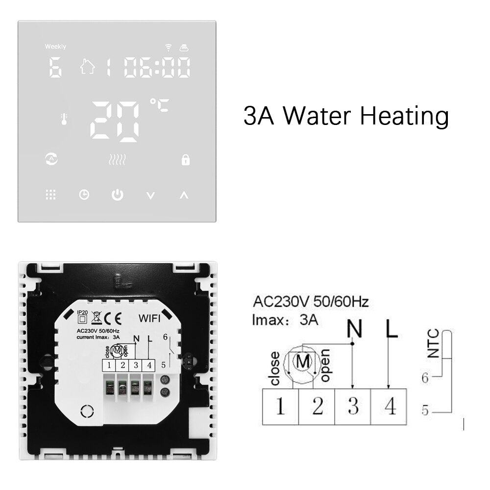 Tuya wifi smart termostat, elektrisk gulvvarme vand/gas kedel temperatur fjernbetjening til google home, alexa: Wifi vandopvarmning
