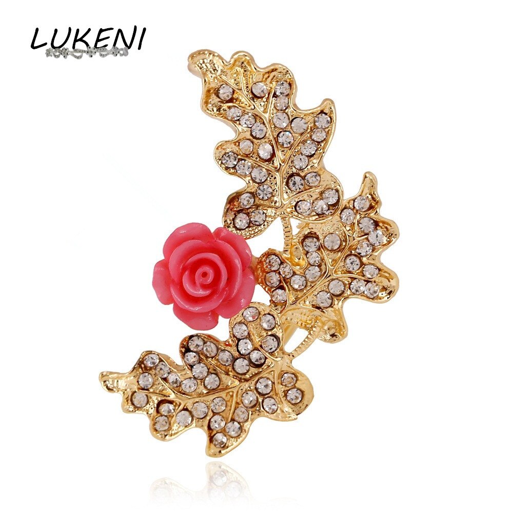 LUKENI Jewelry Rhinestone Earrings Punk Ear Cuff Leaves Flowers Earring Jackets For Women EJ027