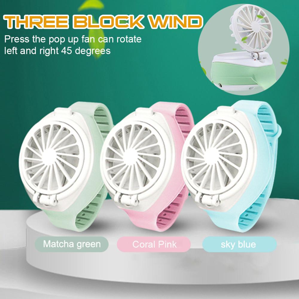 Mini Draagbare Ventilator Horloge Oplaadbare Horloge Fan 3-Speed Instellingen Verstelbare Hoek
