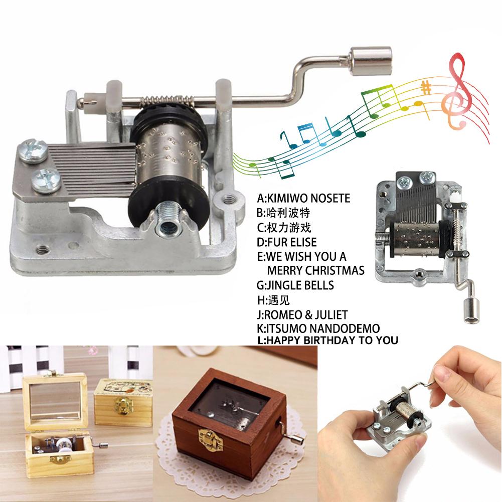 10 Tones Mini Hand Cranking Music DIY Music Box Movement Play Set Hand Crank Music Box For Girls Xmas with Screws